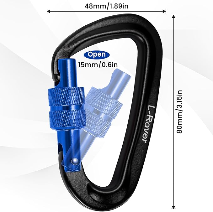 3 Heavy Duty Carabiner Clips 12kN (2697 lbs)-Lightweight Locking Carabiners for Securing Pets，Camping, Hiking, Hammock，Outdoor and Gym etc, Keychains& Utility