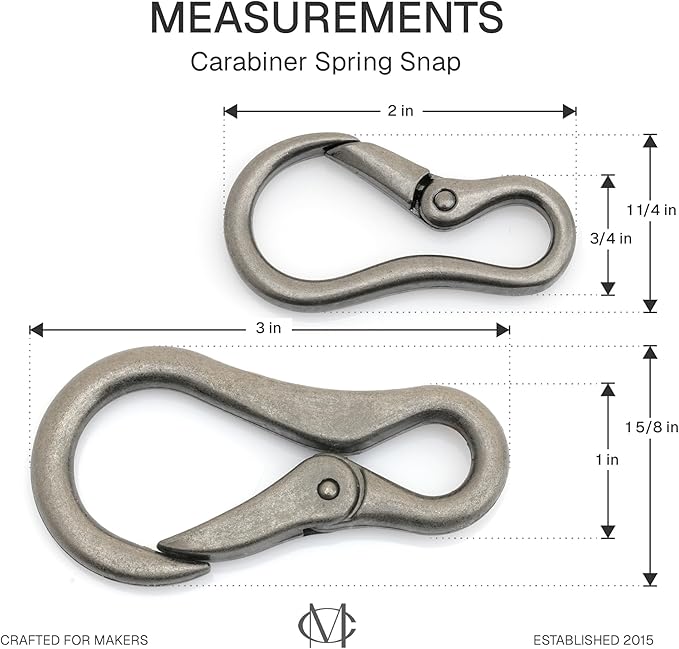 CRAFTMEMORE 2pcs 2 Inches Carabiner Spring Snap Hook Paracord Camping Keychain Accessories Push Gate Spring Clips HR8