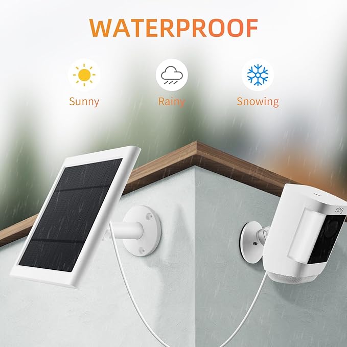 7 Pack IP65 Solar Panel for Rings Camera, 4W Solar Charger Compatible with Rings Spotlight &All-New Stick Up Outdoor Cam Battery, 10ft Long Cable with USB-C to Barrel Plug Adapter