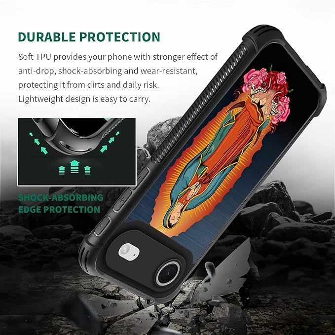 for iPhone 17 Air Case,for MagSafe Graphic Design for Girl Boy Soft Silicone Hard Acrylic Shock Protection Designed for iPhone 17 Air Red Virgen Guadalupe Pattern