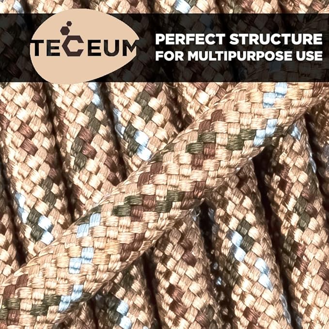 TECEUM Reflective Paracord Rope 1000 – 1000ft/200ft/100ft/50ft – 40+ Colors – Glow in The Dark – para Cord – Utility Rope for Survival, Hunting & Camping Gear – Nylon String, Camping Rope, Tent Cord