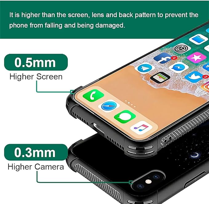 for iPhone X/Xs Case, Galaxy Fox Wolf Pattern Graphic Design Girl Boy Soft Silicone Hard Acrylic Shock Protection for iPhone X/Xs