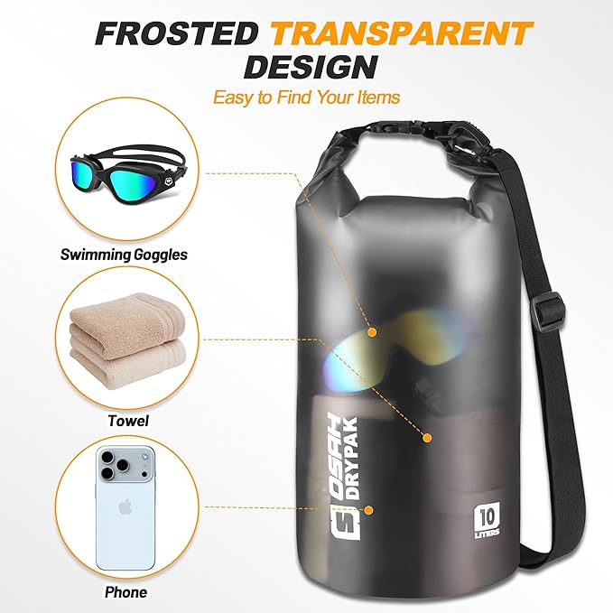 Waterproof Dry Bag, 5L/10L/20L/30L/40L Roll Top Lightweight Storage Backpack with Phone Case for Women & Men, Floating Waterproof Sack for Travel, Swimming, Kayaking, Paddle Board, Camping & Beach