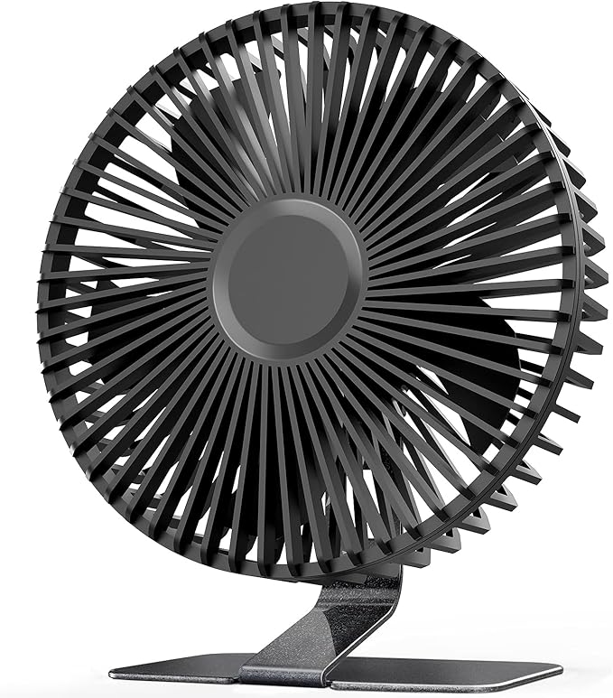 SLENPET 6-inch USB Small Desk Fan, 4 Speeds, Ultra-quiet, 90° Adjustment for Better Cooling, Portable Mini Powerful Desktop Table Fan, Personal Fan for Home Office, Metal Base, Black