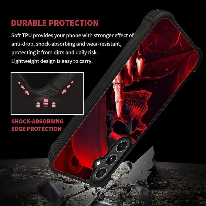 for Samsung Galaxy S23 FE Case, Gestures Funny Skull Pattern Graphic Design Girl Boy Soft Silicone Hard Acrylic Shock Protection for Samsung Galaxy S23 FE