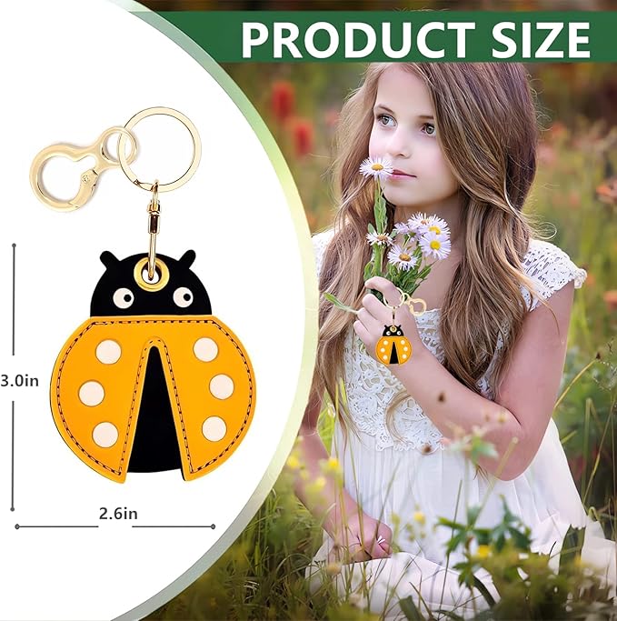 Leather Keychain Holder Case Compatible with AirTag,Cute air tag Cover with Keychain Ring,GPS Tracker Case for Keys