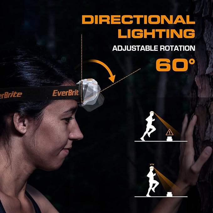 EverBrite LED Headlamp, 4 Lighting Modes, Pivoting Head with Adjustable Headband, IPX4 Water Resistant Perfect for Running, Camping, Hiking, Christmas and Emergency, 3 AAA Battery Powered(5 Pack)
