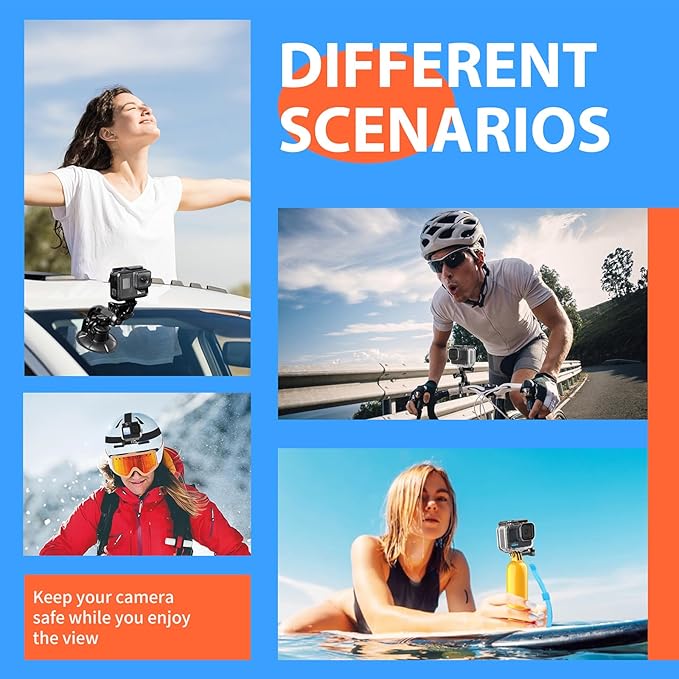 HONGDAK 70in1 Upgrade Action Camera Accessories Kit Compatible with GoPro Hero 13 12 11 10 9 8 7 6 5 4 Max 11 mini Insta360 X5 X4 X3 GO3 DJI Osmo Action 6 5Pro 4 3 AKASO Sony Sports DV