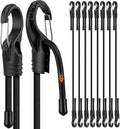 8-Piece 36-inch Adjustable Bungee Cords with Hooks, Heavy Duty Outdoor Carabiner Bungee Straps, Easily Adjust from 7" to 36", Black Super Elastic Cord for Cargo, Camping, Bike Racks, Tents