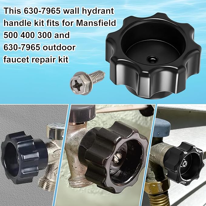 630-7965 Wall Hydrant Handle Kit Fits for Mansfield 500 400 300 Series,Outdoor Faucet Repair Kit(Black)