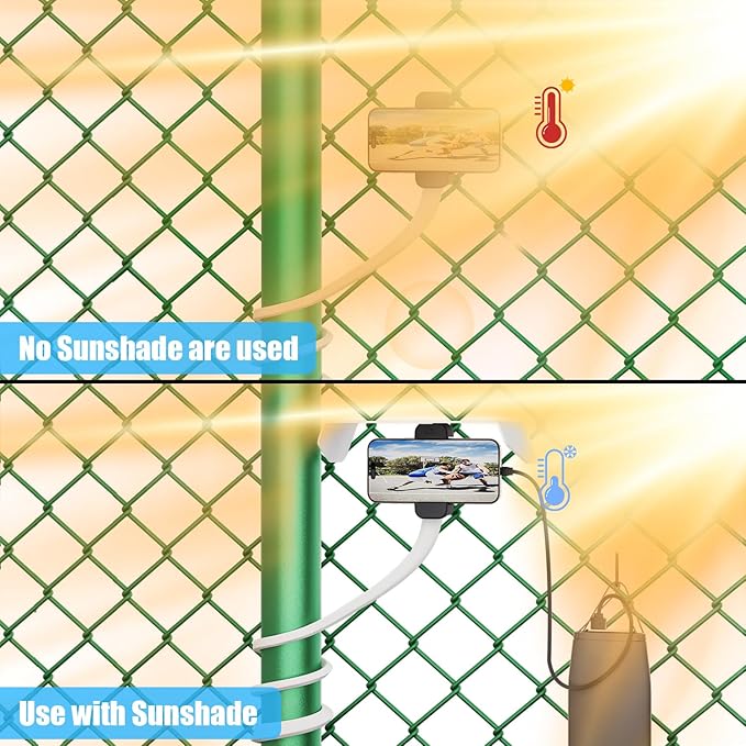 Didalo Cell Phone Fence Mount with Shade, Mounting Kit for Gamechanger for iPhone, Keep Phone from Overheating During Recording Baseball,Softball and Tennis Games in Summer