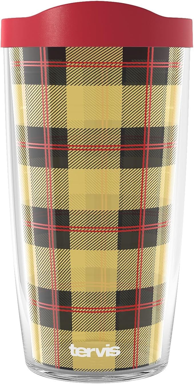 Tervis Explorer Collection Rugged Plaid Made in USA Double Walled Insulated Tumbler Travel Cup Keeps Drinks Cold & Hot, 16oz, Classic