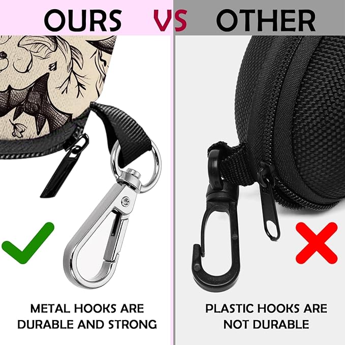 Glasses Case Sunglasses Eyeglass Soft Case Zipper Light Neoprene Pouch with Metal Belt Clip Aesthetic Cute Women Men