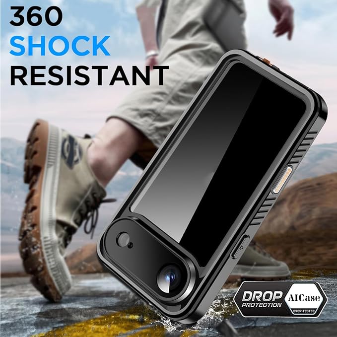 AICase Compatible with iPhone Air Case Waterproof, Clear Water Proof Built-in Screen Protector Shockproof Dustproof Snowproof Full Body Rugged Underwater Phone Case with Lanyard