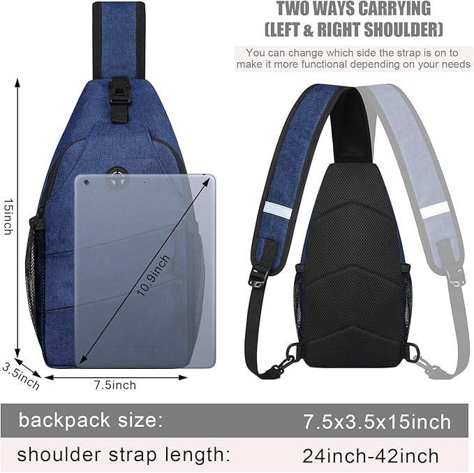 Pritent Crossbody Bags for Women Men Trendy Sling Bag Backpack Casual Chest Bag with Convertible Shoulder Strap