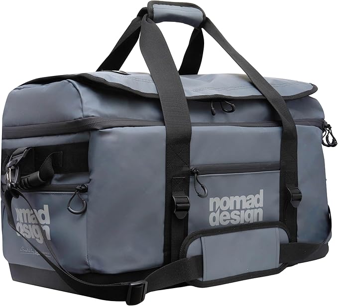 Nomad Design Tuff Loader 65L Max Dry Large Duffle Bag - Water-Resistant Gear Bag for Fishing, Travel & Outdoors – Heavy-Duty Zippers, Shoulder Strap, Roll-Top Closure