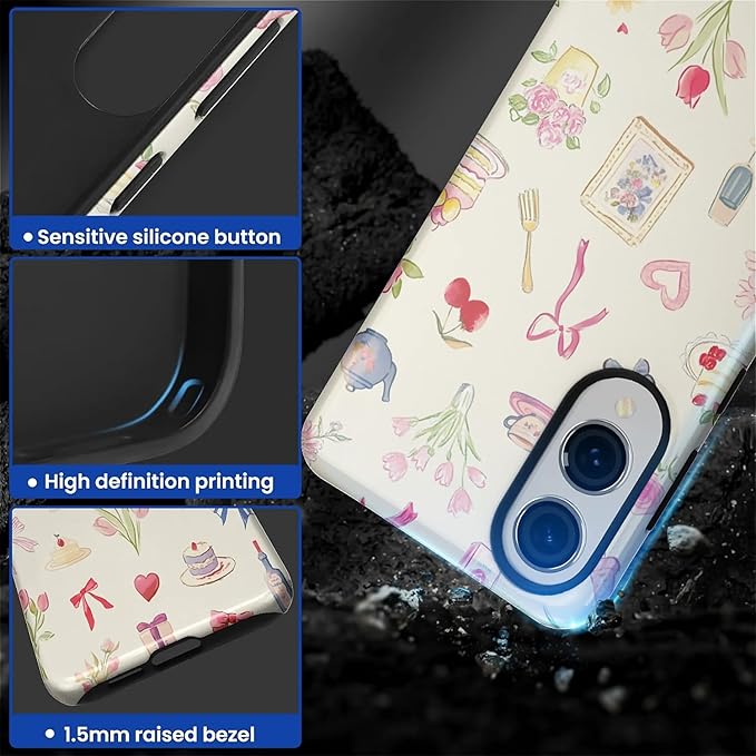 for Samsung Galaxy S25 Edge Case,HL2 Aesthetic Bow Preppy Collage Hybrid 2 Layer Hard Shell Silicone Protective Pattern Design Case