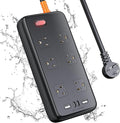 Outdoor Power Strip Weatherproof, IPX6 Waterproof Surge Protector with 6 Wide Outlets and 2USB A&2USB C, 1625W/13A, 6FT Extension Cord, Wall Mountable for Indoor Outdoor, UL FCC Listed