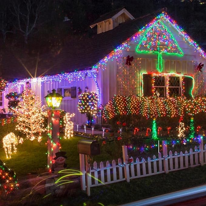 4 Pack Solar String Lights for Outside, 170 FT Total 480 LED Solar Chrismas Lights Outdoor with 8 Modes & Memory Function, Waterproof Twinkle Light for Xmas Tree Yard Party Decorations (Multicolor)