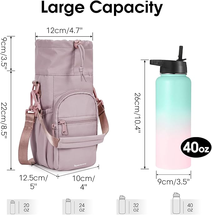 sportsnew Water Bottle Holder with Strap 32oz 40oz Insulated Water Bottle Carrier Sling Bag with Phone Pocket Crossbody