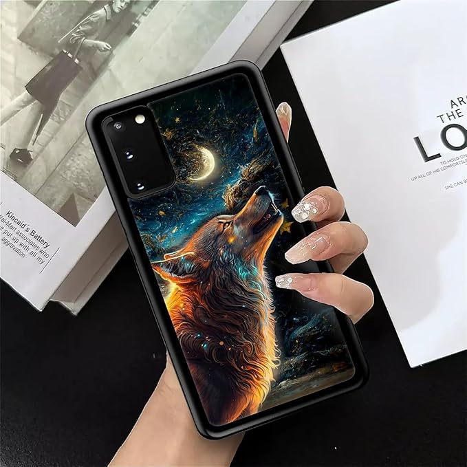 for Samsung Galaxy S20 Case, Star Cave Hungry Wolf Pattern Graphic Design Girl Boy Soft Silicone Hard Acrylic Shock Protection for Samsung Galaxy S20