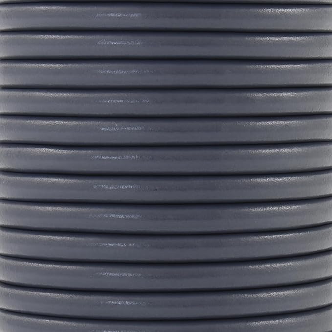 Mandala Crafts Round Cowhide Genuine Gray Leather Cord for Jewelry Making Kumihimo Leather Rope Spool - Gray 11 Yds 4mm Cording