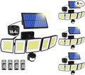 Solar Motion Lights Outdoor - With 16.4ft Cable, 3000LM LED Security Lights for Outside Dusk to Dawn, 2400mAh IP65 Waterproof Flood Lights with Remote for Court Yard Garage Front Door (Classic, 4)
