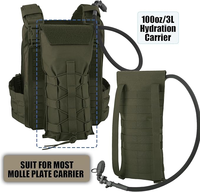 PETAC GEAR 1.5L / 3L Tactical Hydration Pack，Molle Carrier Pouch for 50 oz /100 oz Hydration Bladder Daypack Water Backpack.