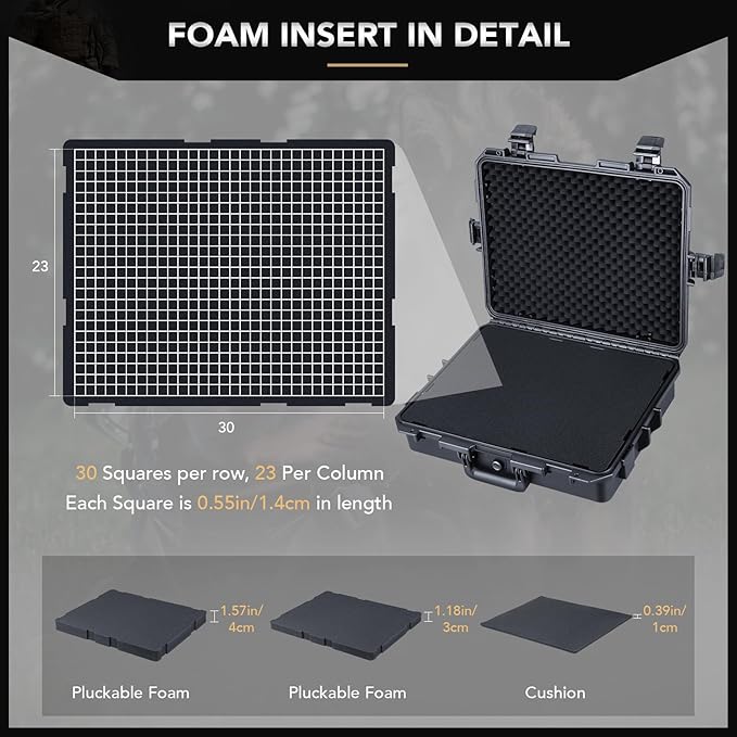 Lykus HC-4610 Waterproof Hard Case with Foam, Interior Size 18.1x14.2x5.1 inch, Suitable for camera,laptop,electronic equipment and more