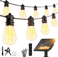 Minetom 100FT Solar-String-Lights-Outdoor-Waterproof, 31+2LED S14 Shatterproof Bulb, Patio Lights with Remote Type-C Port Timable, 3 Light Modes Dimmable Solar String Lights for Outside, Yard, Camping