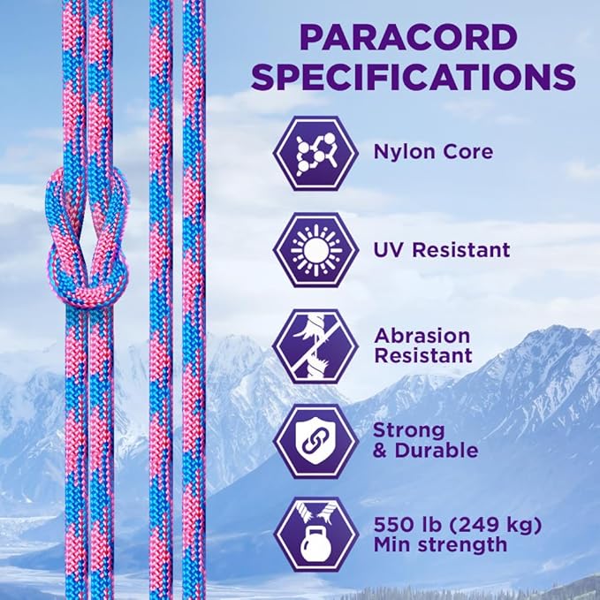 TECEUM Reflective Paracord Rope 1000 – 1000ft/200ft/100ft/50ft – 40+ Colors – Glow in The Dark – para Cord – Utility Rope for Survival, Hunting & Camping Gear – Nylon String, Camping Rope, Tent Cord