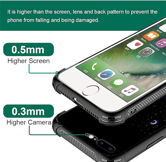 for iPhone 7 Plus/8 Plus Case, Galaxy Fox Wolf Pattern Graphic Design Girl Boy Soft Silicone Hard Acrylic Shock Protection for iPhone 7 Plus/8 Plus