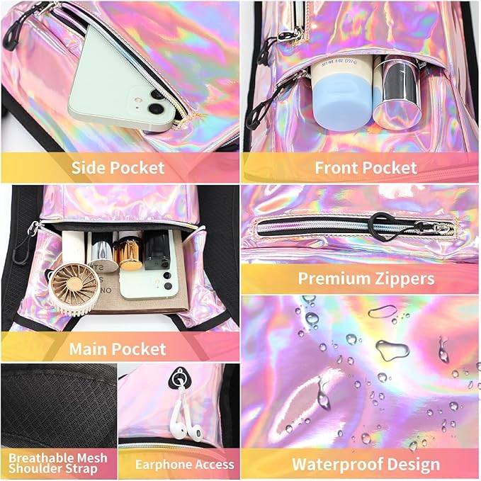 Hydration Backpack, Water Backpack with 2L Hydration Bladder, Rave Backpack Hydration Pack, Festival Essential for Raves, Hiking, Cycling, Climbing, Running, Outdoor, Camping and More