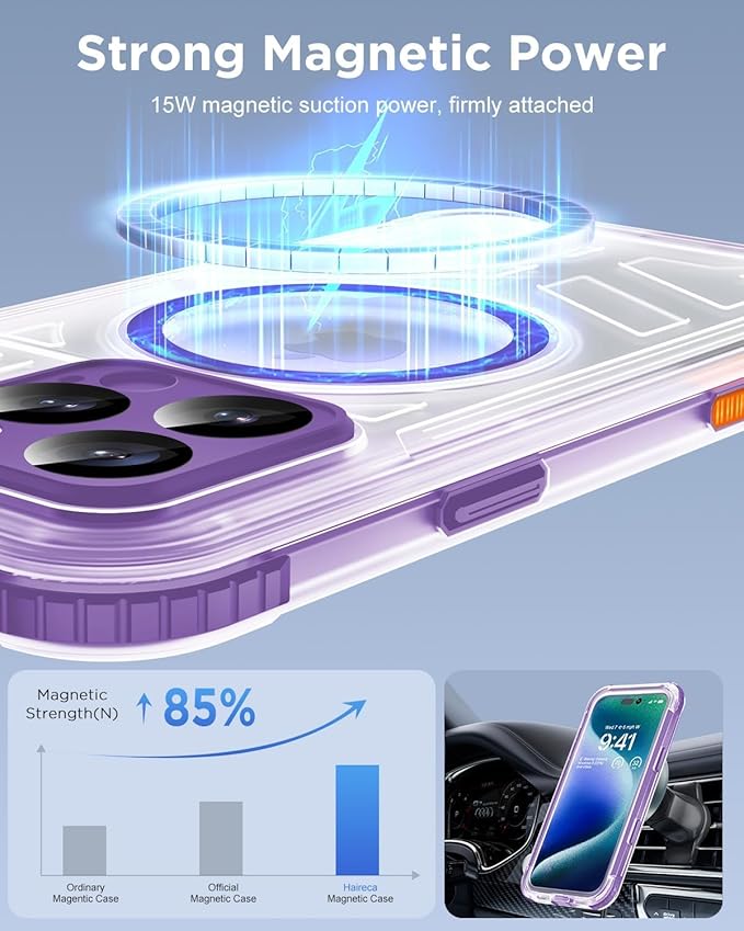 for iPhone 16 Pro Waterproof Case with Magsafe, Built-in [Camera & Screen Protector] [Lanyard], IP68 Water Proof Full Body Dustproof Heavy Duty Frosted Protective Phone Cover, 6.3" Purple