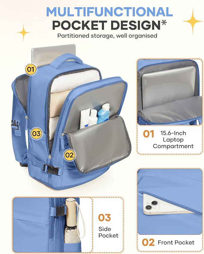 coofay Large Travel Backpack For Women Men Airline Approved Carry On Backpack Flight Approved Waterproof Sports Luggage Backpack Casual Daypack Small Hiking Backpacks