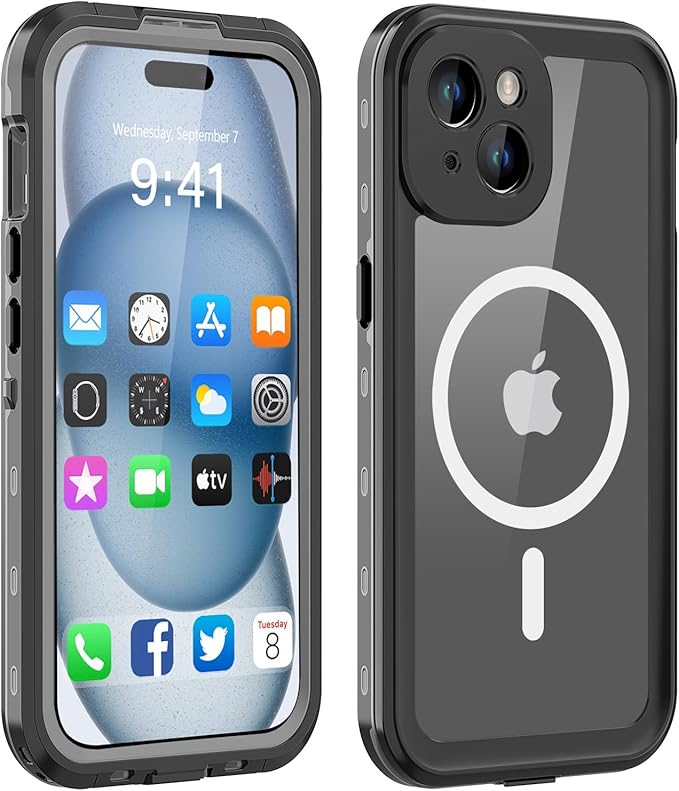 for iPhone 15 Plus Case Waterproof | Shockproof Dust Proof Phone Case Cover with Screen Protector for iPhone 15 Plus - Clear