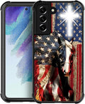 for Samsung Galaxy S22 Plus Case, Red American Flag Horse Cross Pattern Graphic Design Girl Boy Soft Silicone Hard Acrylic Shock Protection for Samsung Galaxy S22 Plus