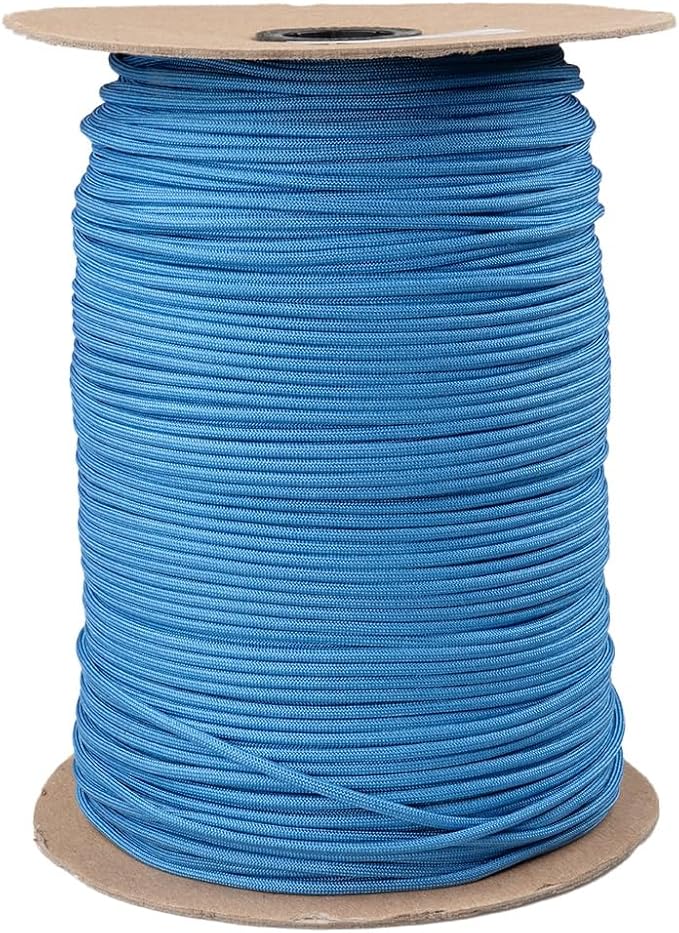 Paracord Planet Solid Color 550lb Paracord – 7 Strand Type III Nylon Cord for Indoor and Outdoor Tasks – Azure (1,000 ft)