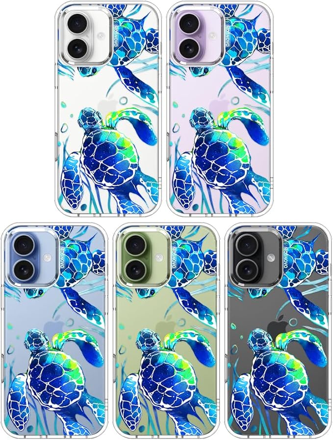 MOSNOVO for iPhone 17 Case | Military Grade 6.6ft Drop Tested | Camera Control | Clear with Sea Turtles Design