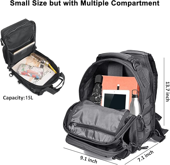 hopopower Tactical Sling Bag, Sport Bag Military Rover Shoulder Backpack EDC Assault Range Bag, Chest Pack Handbag Waterproof