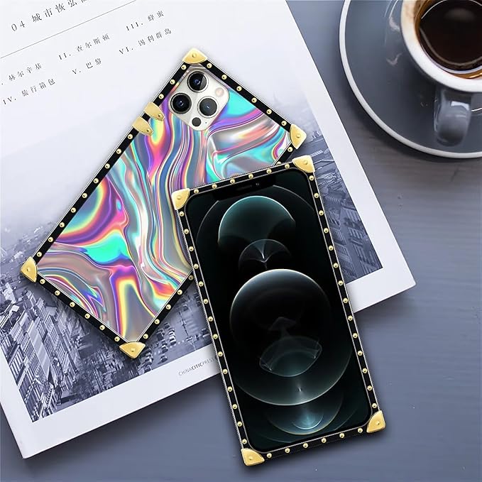 Compatible with iPhone 11 Pro Max Case, Holographic Abstract Iridescent Textures Luxury Golden Decoration for Girl Women Soft TPU Shockproof Protective Hard PC Back