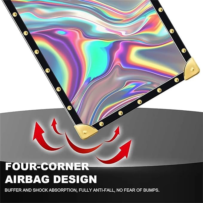 for iPhone 17 Pro Case Luxury Golden Decoration for Girl Women Soft TPU Shockproof Protective Hard PC Back for iPhone 17 Pro Crazy Pattern Holographic Abstract Iridescent Textures