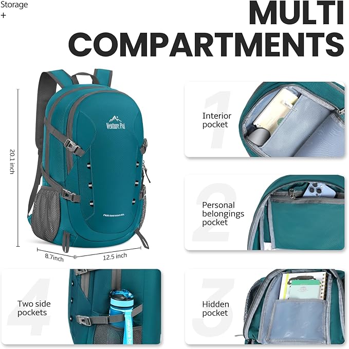Venture Pal 40L Lightweight Packable Travel Hiking Backpack Daypack