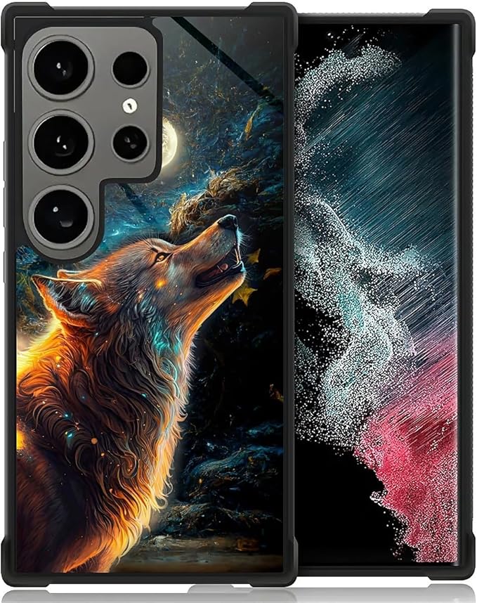 for Samsung Galaxy S24 Ultra Case, Star Cave Hungry Wolf Pattern Graphic Design Girl Boy Soft Silicone Hard Acrylic Shock Protection for Samsung Galaxy S24 Ultra