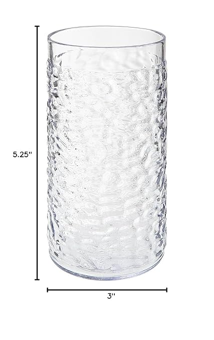 G.E.T. 3316-CL Heavy-Duty Shatterproof Plastic Pebbled Tumbler, 16 Ounce, Clear (Set of 12)