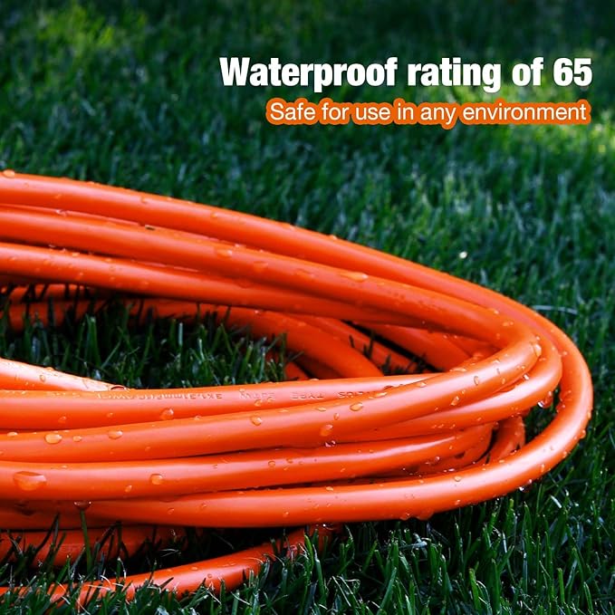 25FT Outdoor Extension Cord, Heavy Duty Extension Cord with 16/3 Gauge and 100% OFC Wire, Extra-Thick Insulation, Sturdy Jacket, Waterproof, Resistant to Heat and Cold for Home, Office, Outdoor