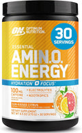 Optimum Nutrition Amino Energy Powder Plus Focus, with BCAA, Electrolytes, and Caffeine, Sunkissed Citrus, 30 Servings (Packaging May Vary)