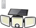 Brightown 1 Pack Solar Outdoor Lights with Motion Sensor, 223 LED 3 Head 270° Wide Angle Street Area Security Lights with Remote, IP65 Waterproof Flood Wall Lights with 3 Modes for Yard Outside