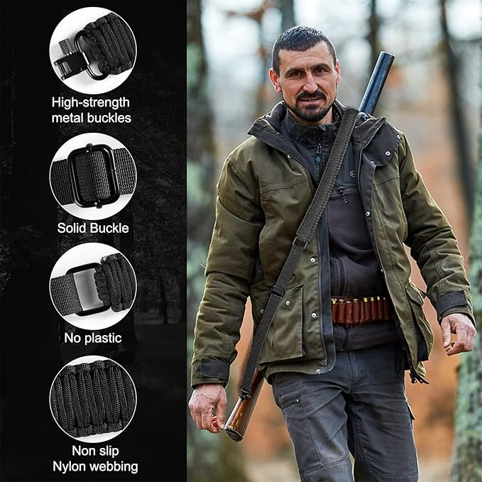 VVAAGG Two-Point Paracord Rifle Sling with Swivels, Non-Slip Gun Sling with Adjustable Length Strap
