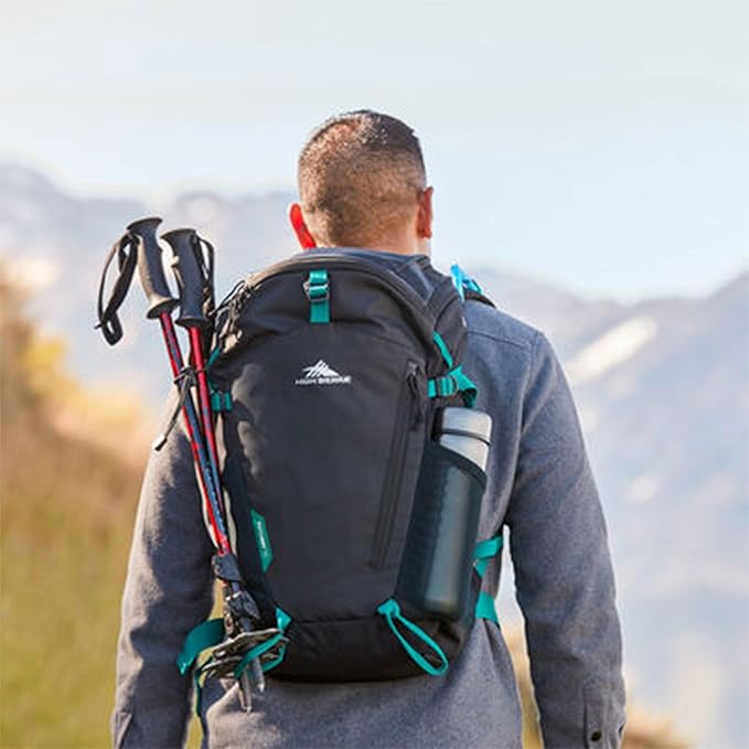 High Sierra Pathway 2.0 Backpack with Hydration Storage Sleeve, for Hiking, Biking, Camping, Traveling, Black, 30L
